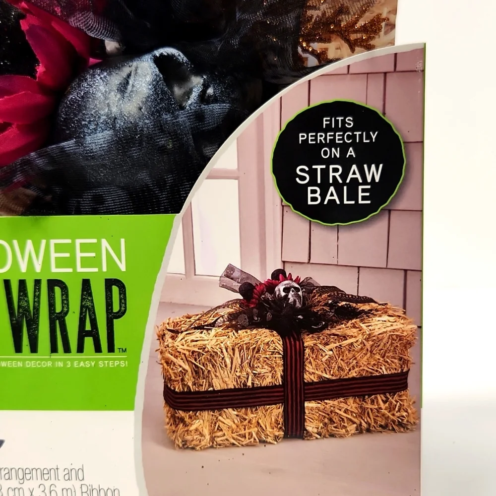 FloraCraft Black Skull Bale Wrap Wreath Decorations